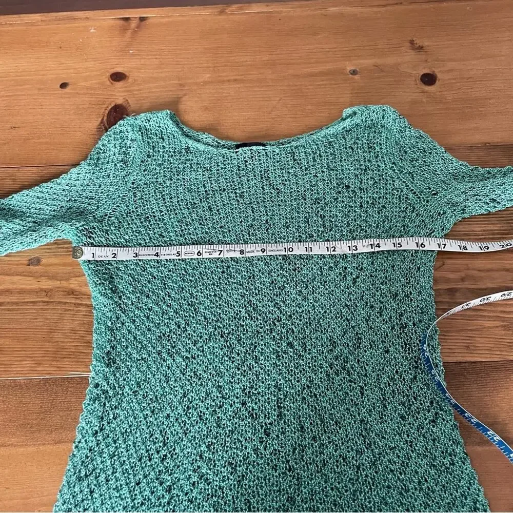 Y2K Open Knit Sweater Green Pastel with Black Size XS The Limited